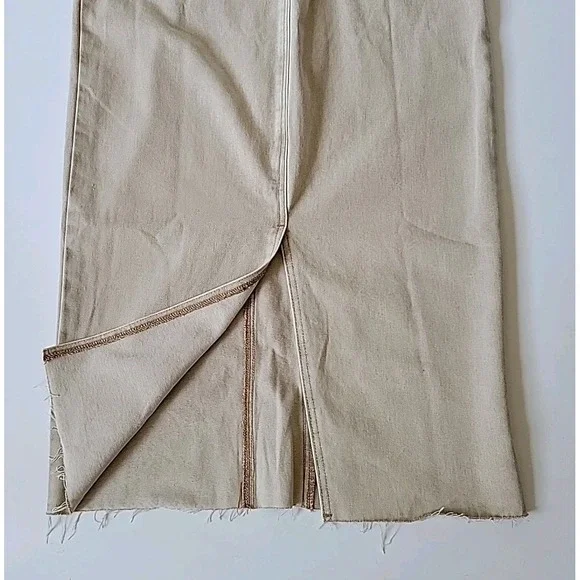 Sincerely Jules Strapless Square Neck Denim Midi Pencil Dress Beige NEW Neutral - Picture 4 of 12